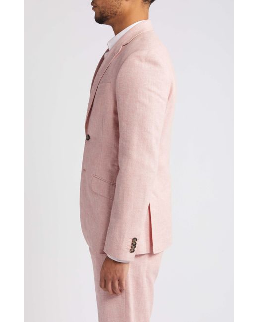 Ted Baker Pink Damaskj Slim Fit Linen & Cotton Sport Coat for men