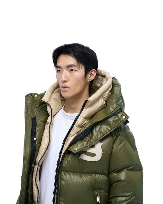 Alpha Style Green Kudu Hooded Puffer Down Jacket for men
