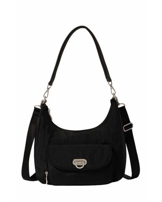 Baggallini Black Coastal Flip Lock Half Moon Bag