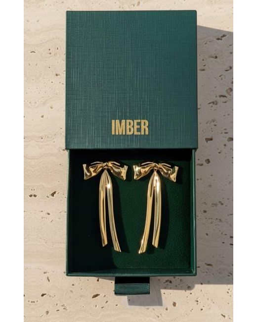 IMBER Metallic Bow Statement Drop Earrings