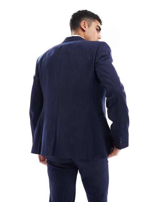 ASOS Blue Slim Fit Pinstripe Suit Jacket for men