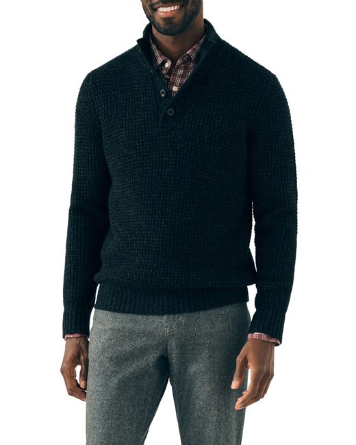 Faherty Brand Blue Wool & Cashmere Quarter Button Sweater for men