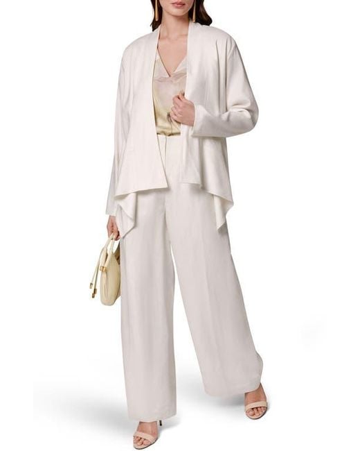 Donna Karan White Drape Front Jacket