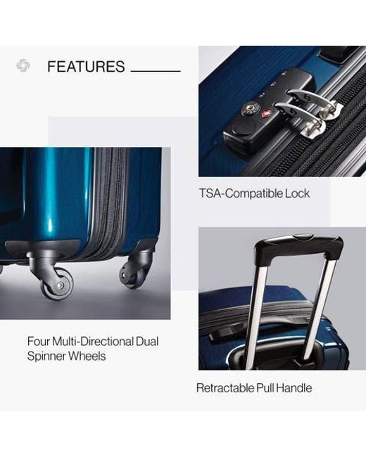 Samsonite Blue Winfield 2 Carry-On 20-Inch Hardside Luggage With Spinner Wheels