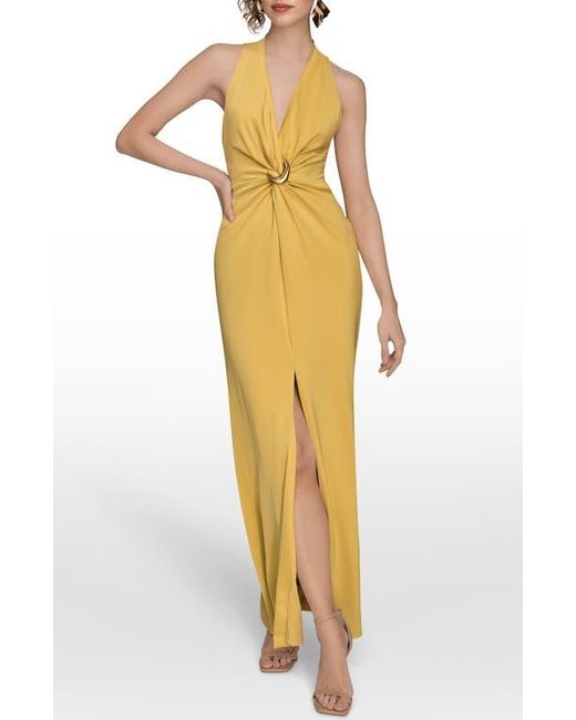 Donna Karan Yellow Twisted Sleeveless Gown