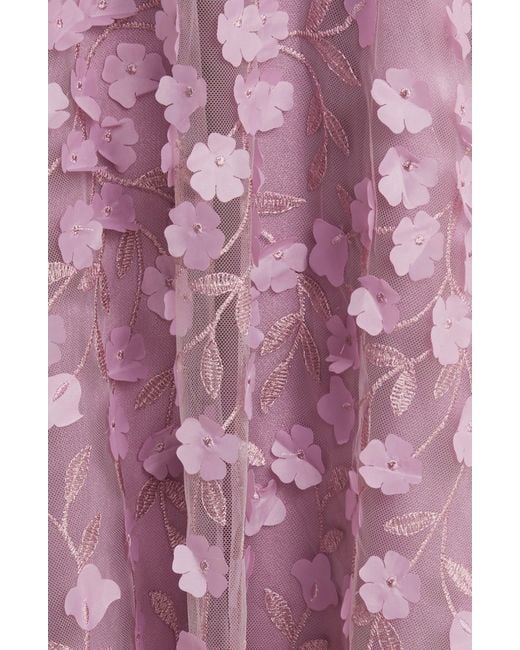 Eliza J Purple 3d Floral Evening Gown