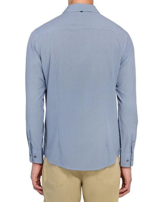 W.r.k. Blue Slim Fit Round Geo Print Performance Button-Up Shirt for men