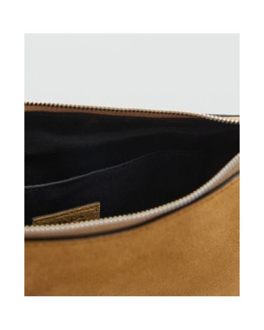Mango Metallic Studded Fringe Suede Shoulder Bag