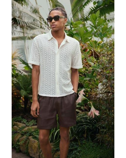 Open Edit Multicolor Satin Drawstring Shorts for men
