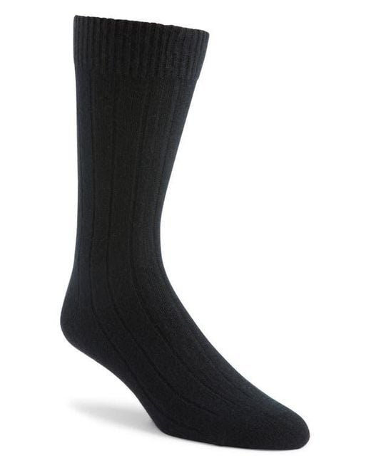 Nordstrom Men's Black Rib Cashmere Blend Crew Socks