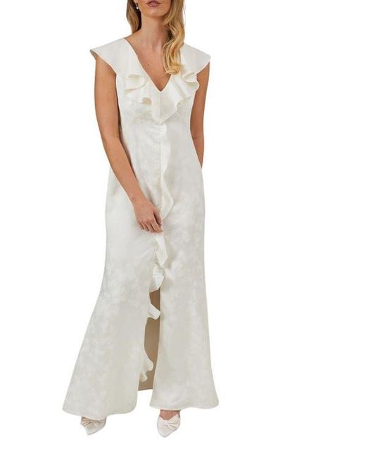 Oasis White Satin Jacquard V-Neck Bridesmaid Dress