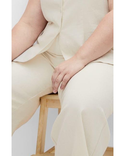 City Chic Natural Viven Linen Blend Wide Leg Pants