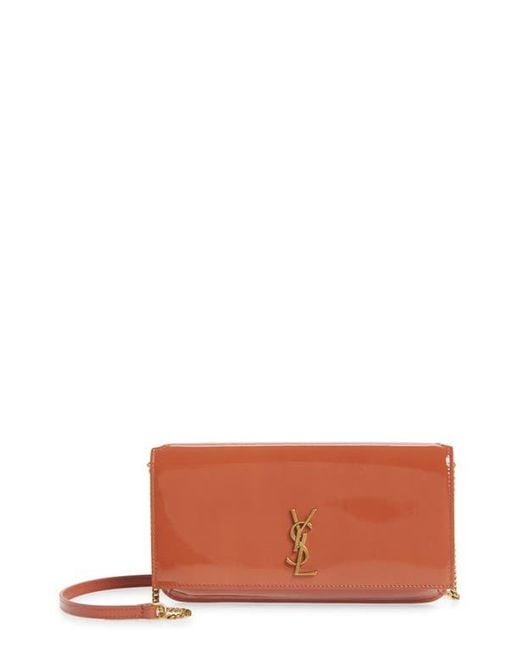 Saint Laurent White Cassandre Patent Leather Phone Crossbody Bag