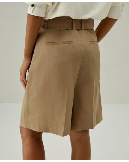 LILYSILK Natural Chic Silk-Linen Blend Bermuda Shorts