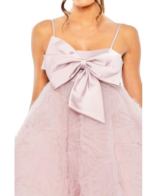 Mac Duggal Pink Bow Front Tulle Mini Dress