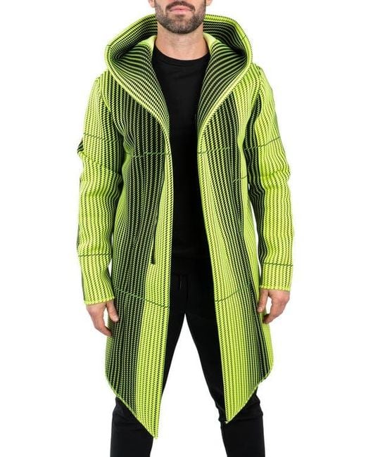 Maceoo Green Hooded Longline Jacket for men