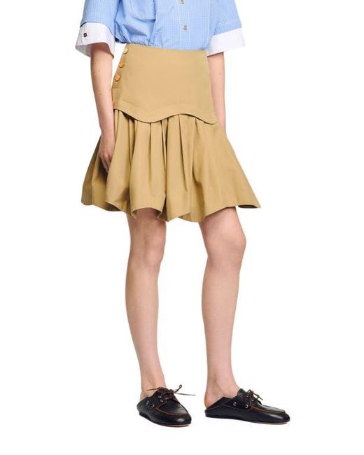 Sandro Blue Mini Flared Pleated Skirt
