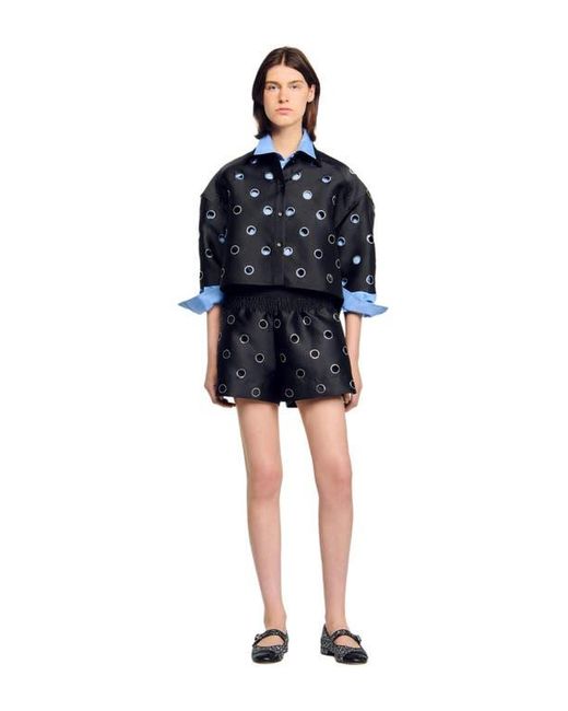 Sandro Blue Rhinestone Shorts
