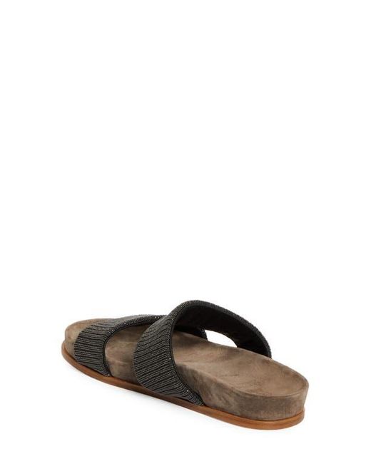 Brunello Cucinelli Brown Monili Two-Strap Slide Sandal