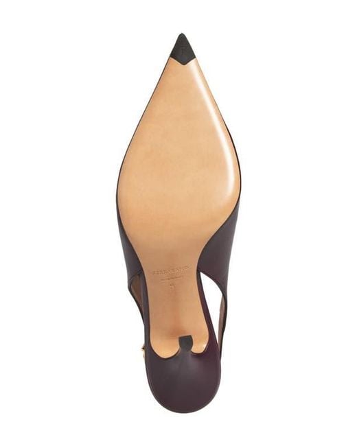 Ferragamo Brown Sara Pointed Toe Slingback Pump