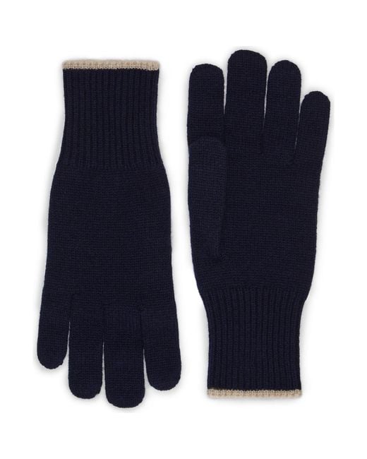 Brunello Cucinelli Blue Knit Gloves for men
