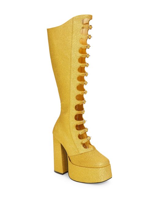 Jeffrey Campbell Xandra Knee High Platform Boot in Yellow Lyst