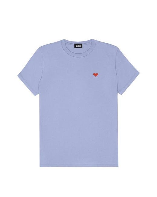 Alix Blue Pixel Heart Jersey Relaxed Tee