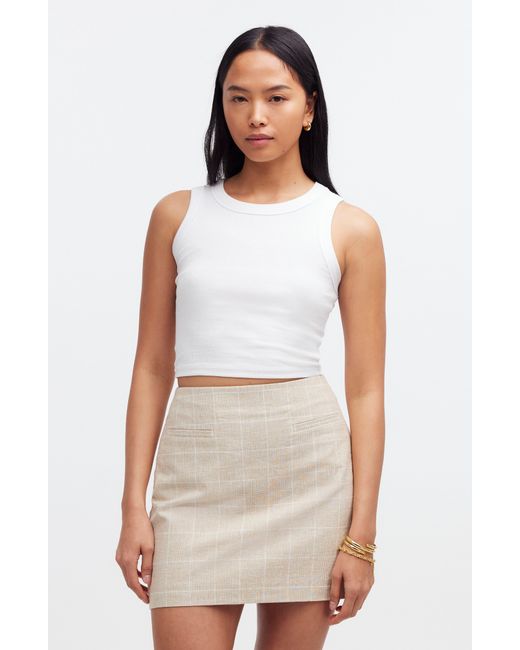 Madewell Multicolor Windowpane Check Welt Pocket Linen & Cotton Miniskirt