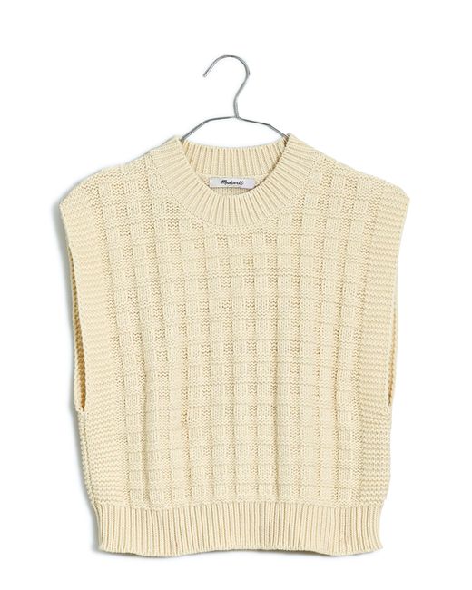 Madewell Natural Checkered Stitch Wedge Sweater Vest