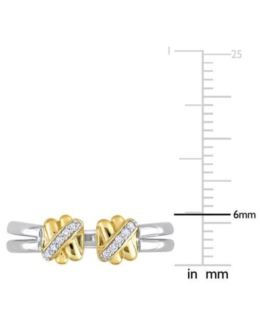 Julianna B Metallic Diamond Crossover Open Ring 14K