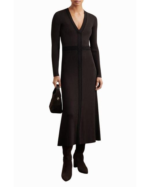 reiss black dress long sleeve Good American Rib-Knit Midi Dress