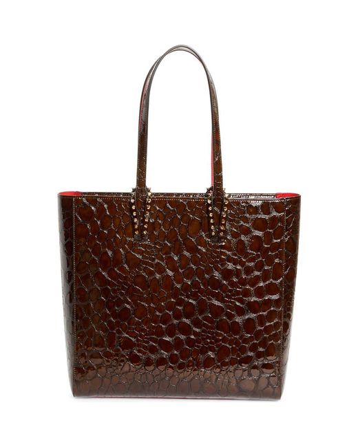 Christian Louboutin Brown Cabata Soft Croc Embossed Leather North/South Tote Bag