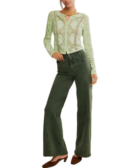 Free People Green Jae Button-Up Top