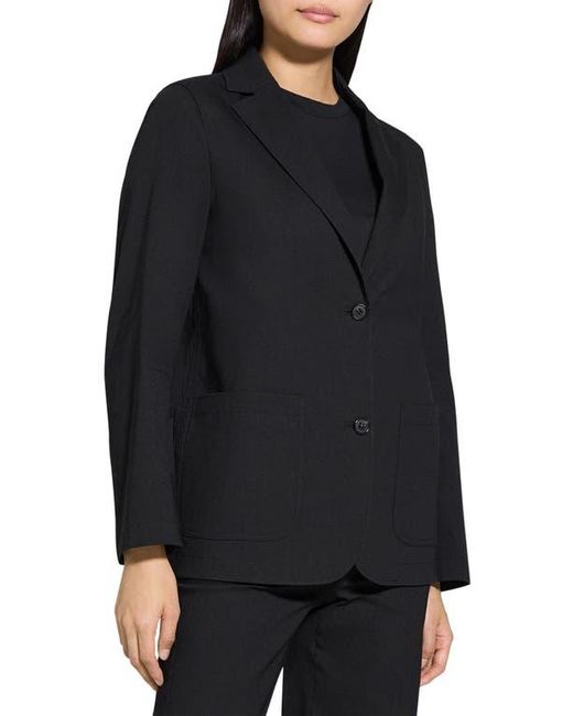 Theory Black Relaxed Fit Linen Blend Blazer
