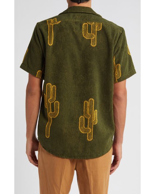 Oas Green Mezcal Terry Cloth Camp Shirt for men