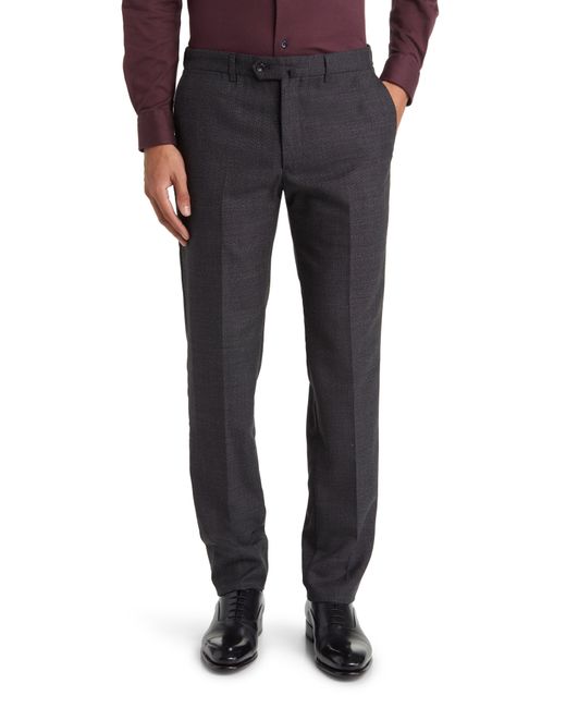 Emporio Armani Black Flat Front Wool Trousers for men