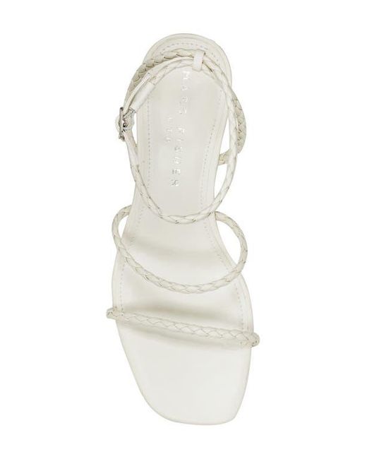 Marc Fisher White Beylee Ankle Strap Kitten Heel Sandal