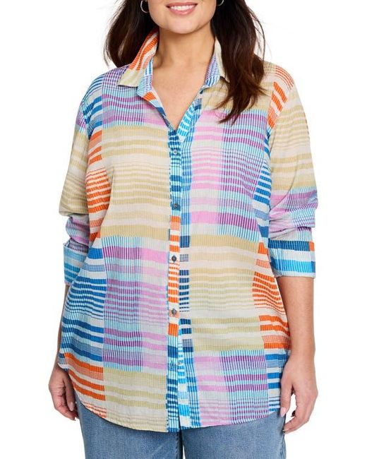 NIC+ZOE Blue Sunset Stripe Cotton Button-Up Shirt