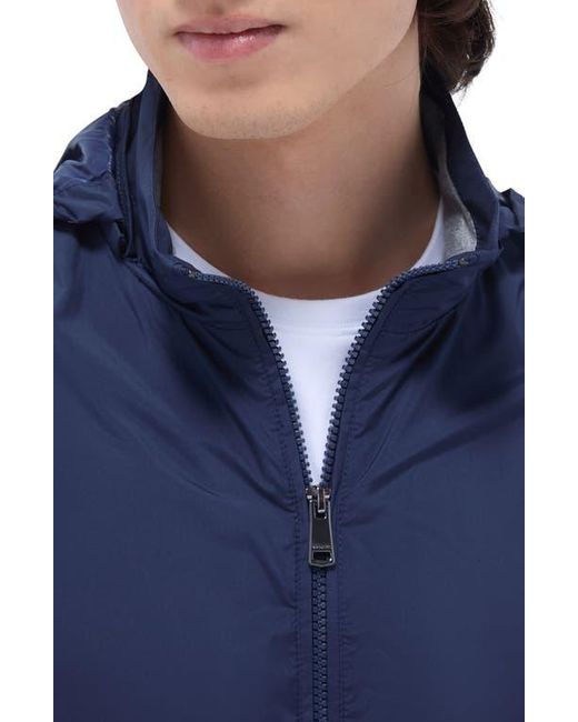 Bugatchi Blue Water Repellent Packable Jacket With Removable Hood for men