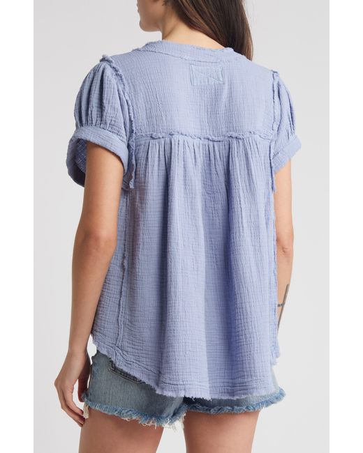 Free People Blue Horizons Double Cloth Top