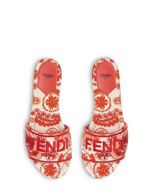 Fendi Red Sunshine Flat Sandal