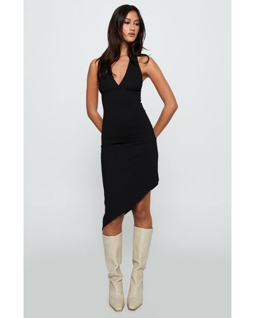 Princess Polly Whimsy Asymmetric Halter Midi Dress in Black | Lyst