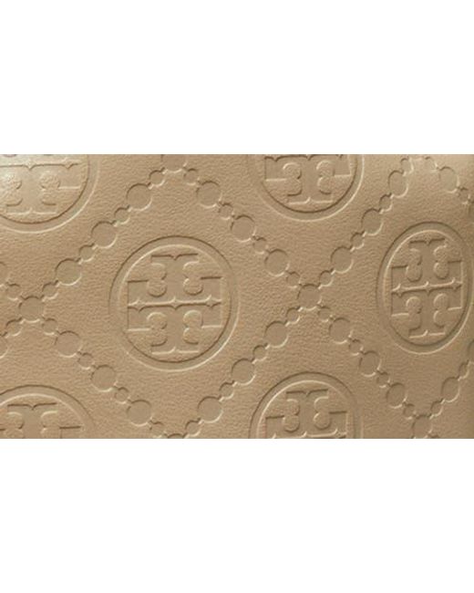 Tory Burch Natural T Monogram Debossed Bucket Bag