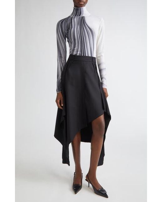 Jason Wu Blue Dancing Pleat Print Merino Wool Turtleneck Sweater
