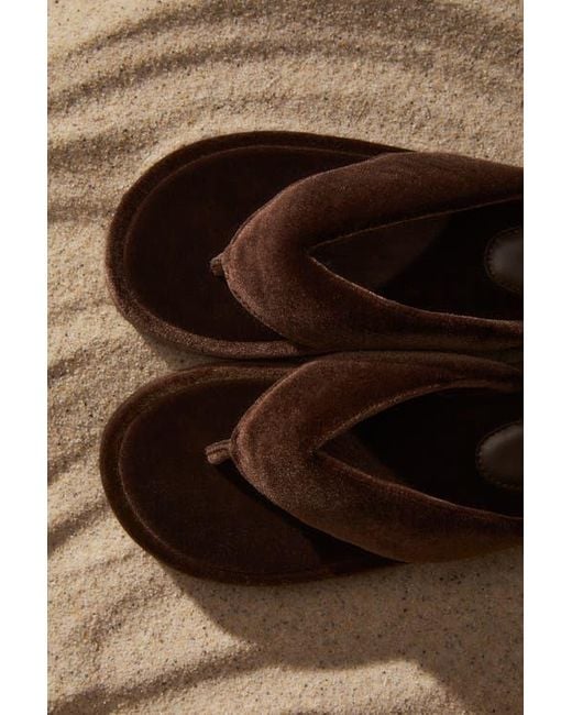 H&M Brown Velour Flip-Flops