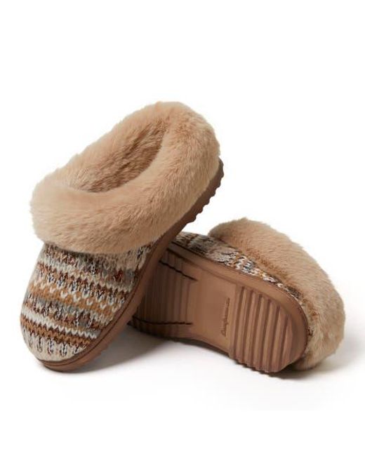 Dearfoams Brown Hannah Festive Knit Clog Slipper