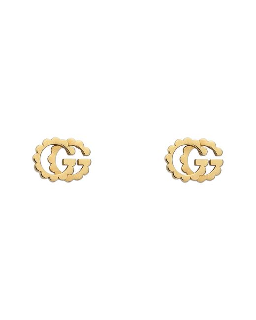 Gucci Metallic GG Running Stud Earrings In 18k Yellow Gold