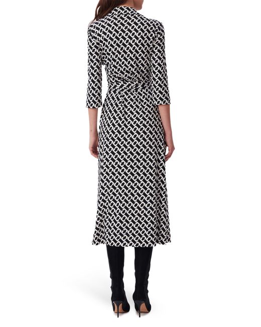 Diane von Furstenberg Black Abigail Silk Wrap Midi Dress