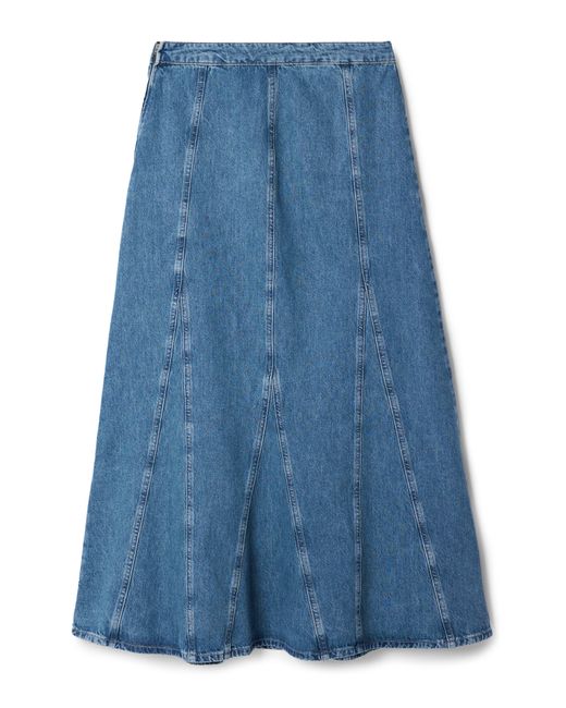 Desigual Blue Fal Gaga Paneled Flared Denim Midi Skirt