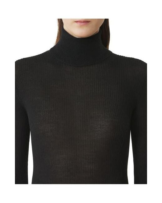 Lanvin Black Merino Wool And Silk Turtleneck Sweater